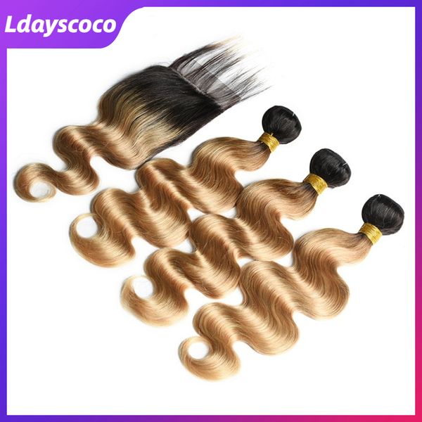 

омбре волос утка переплетения волос пучки человеческих волос remy body wave бразильский виргинский объем с закрытиями 10-28 дюймов парик цве, Black