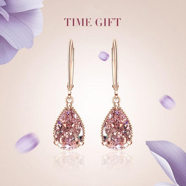 

розовый gemstone teardrop мотаться серьги 18k розовое золото покрыло красивые женщины банкета ювелирных изделий капли воды серьги набор, Silver
