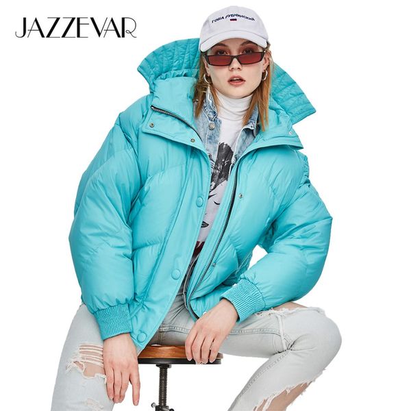 

jazzevar 2018 зима новая высокая мода улица дизайнер марка женская короткая утка пуховик симпатичные красивые девушки цвет теплый верхняя од, Black