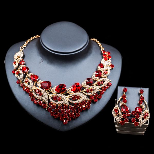 

lan palace nigerian beads for women jewelry set gold color glass necklace and earrings for wedding six colors ing, Silver