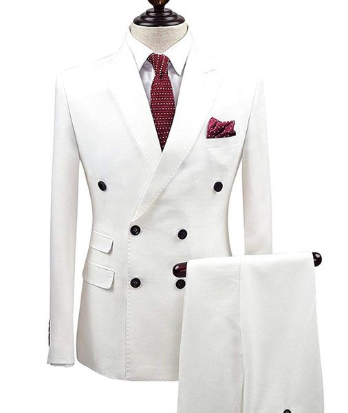

men suits 2 piece double breasted blazer tuxedos lapel for wedding formal business suits 2019 new, White;black