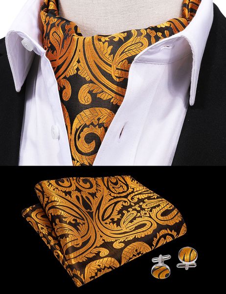 

привет-tie мужская vintage golden luxury wedding формальное cravat ascot scrunch само британский стиль gentleman полиэстер шеи галстук as-00, Black;blue