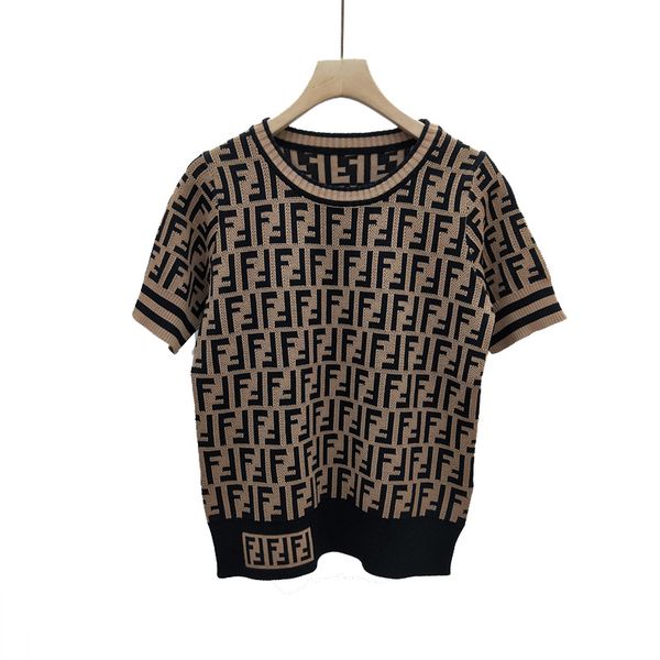 

409 2019 лето бренд же стиль свитер пуловер панелями экипажа шеи с коротким рукавом регулярные выпускного вечера Женская одежда Цянь