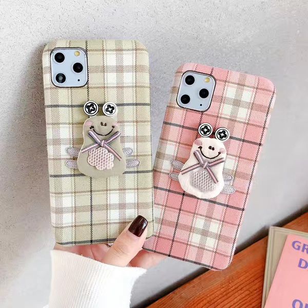 

one piece luxury phone case for iphone 6s 7 8p xsmax 11promax fashion lattice and lovely frog designer phone case back cover