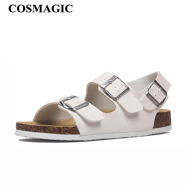 

cosmagic 2020 новый летний пляж корк сандалии casual женщин вне нескользящая черный белый двойной пряжкой sandalias чистка t200515, Black