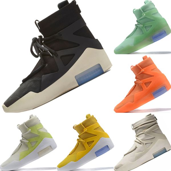 

2019 shoes king fear of god 1 fog basketball boots fear of god 1 buffer rubber built in zoom air cushioning sports shoes, Black