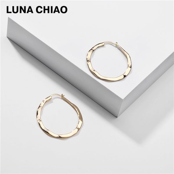 

chiao gold silver color oval round big hoop earring- cooper brass statement earrings for women, Golden;silver