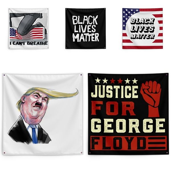 

justice for george floyd printing tapestry black lives matter household wall banner 150*150cm #qa49848