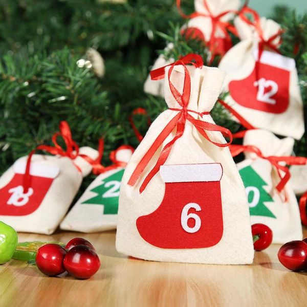 

7/12/24 / 31pcs обратный отсчет календарь christma candy сумки детские подарки xmas tree висячие орнамент 2020 новый год рождественский пода