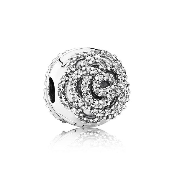 

new 100% 925 sterling silver 1:1 genuine gem 791529cz shimmering rose clip fit diy bracelet original women wedding vintage gift, Black