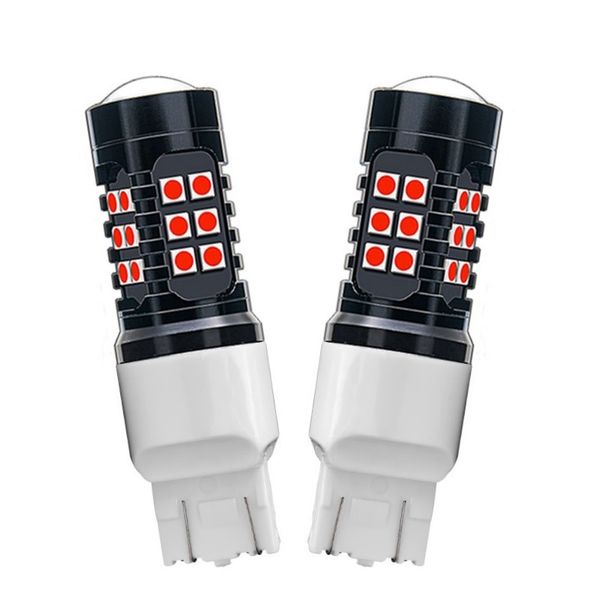 

2pcs t20 7443 w21/5w 1200lm 27 smd 3030 led car turn signals lamp motor brake bulb daytime running light white red amber