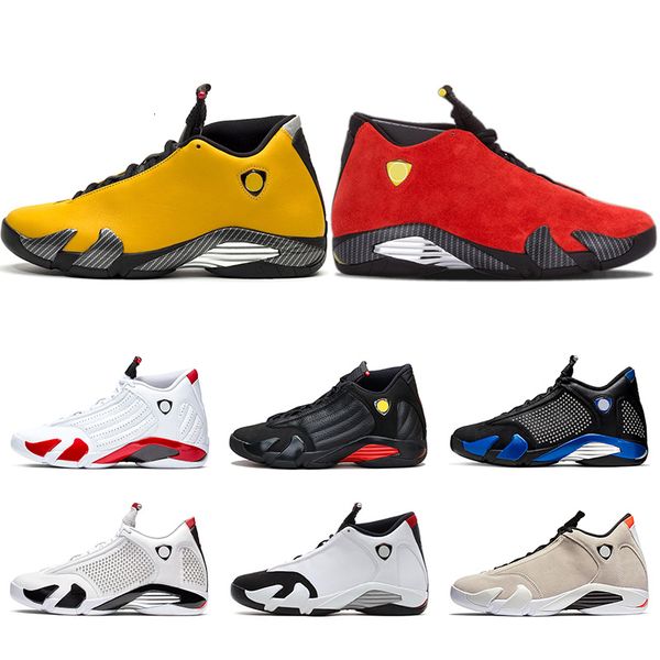 

new 14s men basketball shoes 14 candy cane black white red yellow the last smens trainer sports sneakers us 8-13