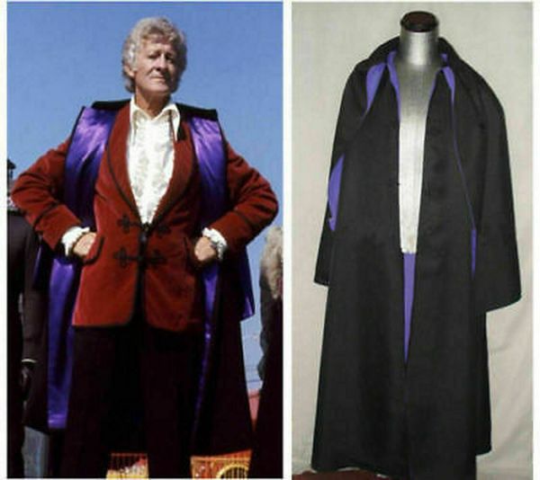 

third doctor inverness cape uniform cosplay costume custom made, Black;red