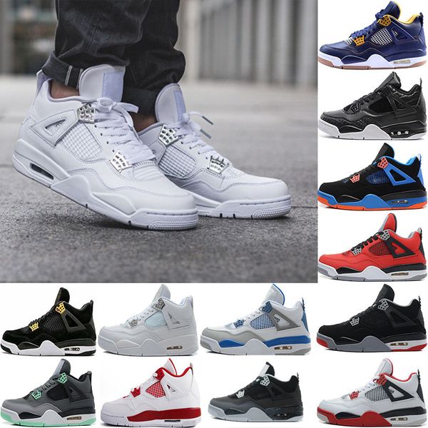 

4 basketball shoes men new 4s pure money royalty white cement premium black bred fire red sports sneakers us8-13