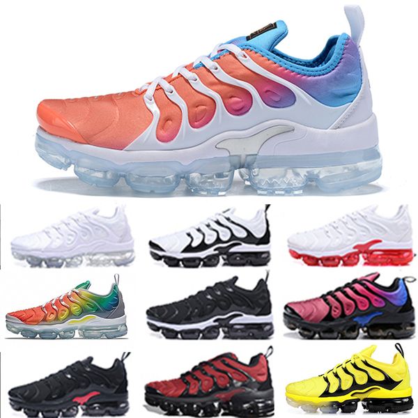 

new 2019 mens rainbow running shoes tn plus bumblebee be true grape triple black breathable desingers sneakers new color arrival eur 36-45