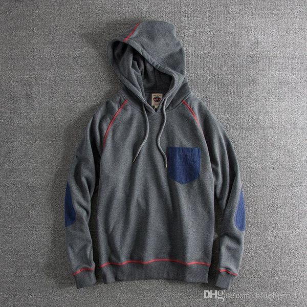 

mens hoodies high street style vintaged style color matching loose hooded sweater coat asian size m-2xl, Black