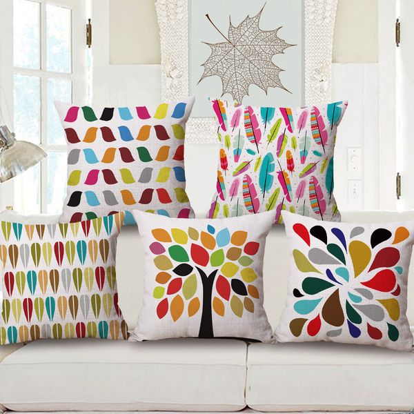 

colour geometry pillow cartoon tree back cushion cotton pillow
