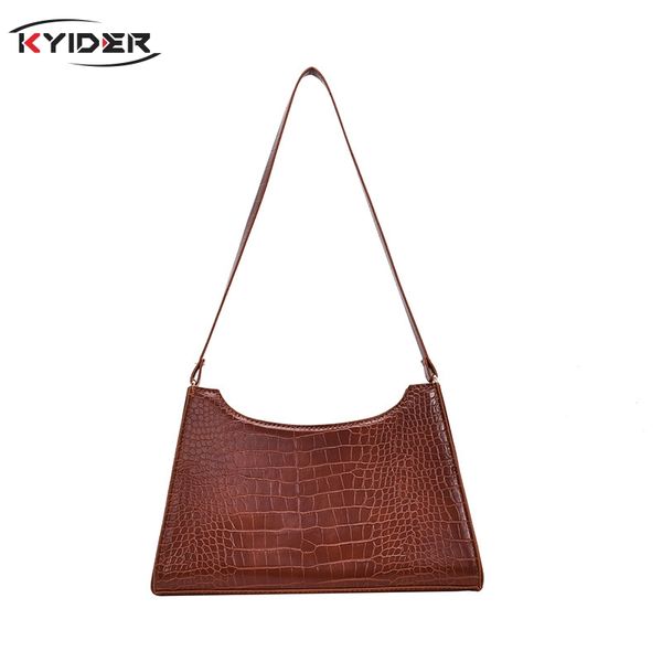 

fashion vintage baguette shape bags handbags leather women bags chain shoulder crocodile pattern totes