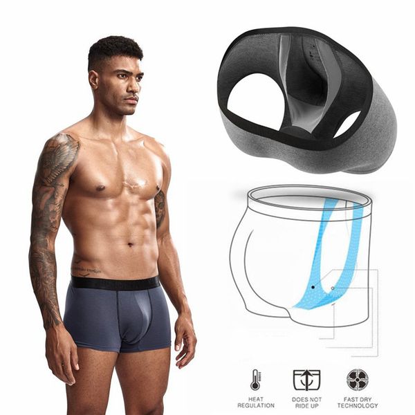 

mens modal underwear breathable boxer briefs casual sports athletic underpants, Black;white