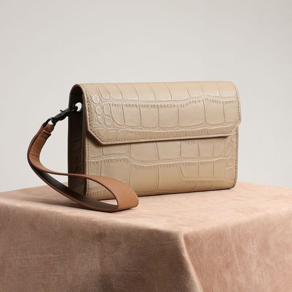 

woonam women fashion designer handbag hide genuine calf leather in alligator pattern clutch satchel cross body bag wb947