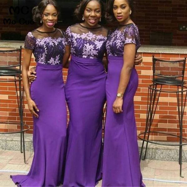 

2020 african mermaid bridesmaid dress long elastic satin maid of honor wedding party dress sheer lace bridesmaid dresses, White;pink