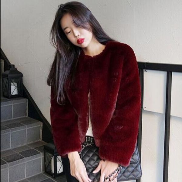 

fluffy 2019 winter women's faux fur jacket artificial fur overcoat furry coat femme plus size warm fake outwear z307, Black