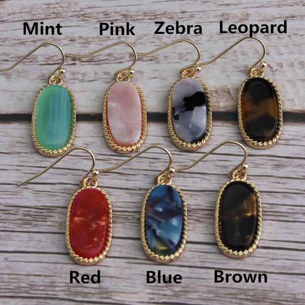 

2020 spring summer fashion gold tone candy color mini oval shape drop earrings women leopard minimalist tortoise shell oavl hook earrings, Silver