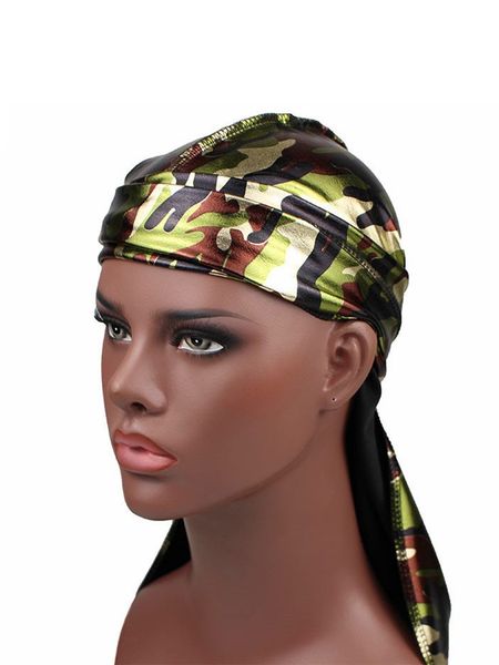 

silk durag satin men's durags wig bandanna pirate hat bandeau hip hop head wrap elastic headband, Silver