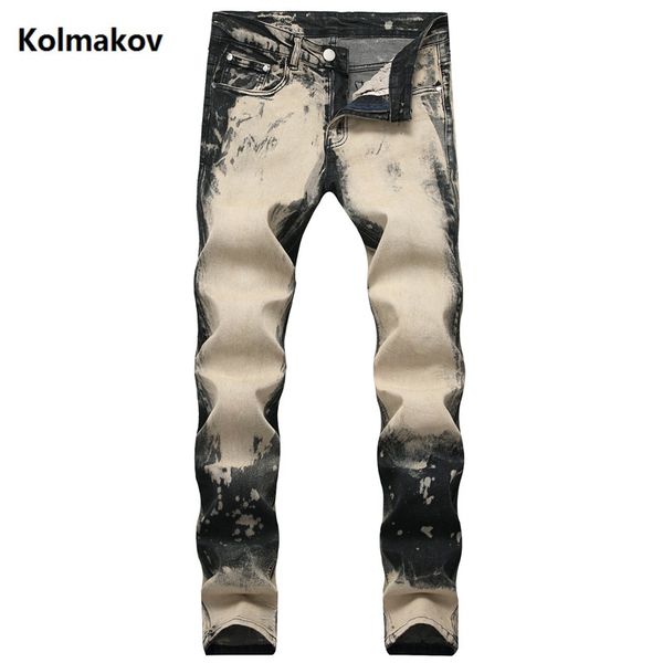 

2019 spring casual elastic jeans men ,men's straight broken hole jeans , men size 28-42, Blue