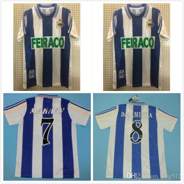 

ретро депортиво де ла корунья майки 11 туру флорес 1999 2000 футбол винтаж футбол рубашка 9 паулета 7 макаай фернандо футебол кальчио, Black;yellow