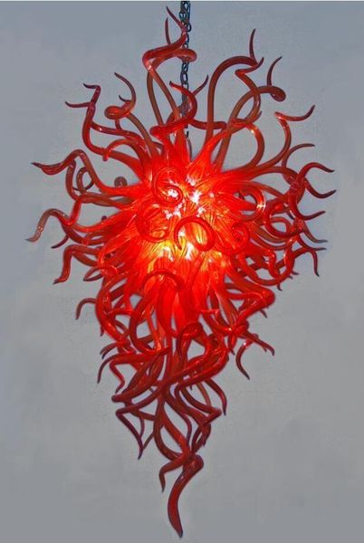 Lâmpadas de vidro vermelho lâmpadas artesanais artesanais baladas de pendurar candelabro de lustre de lustre de vidro pequena lâmpada de vidro lâmpada de luz de poupança fonte