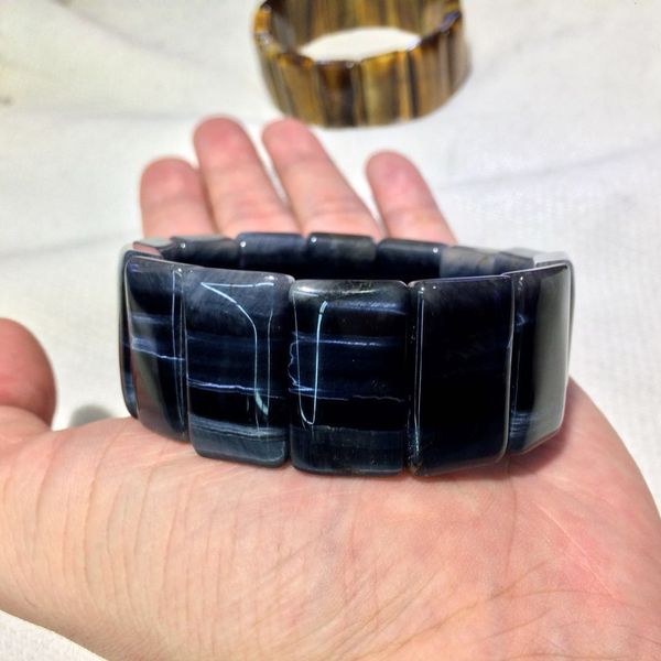 

natural blue tiger eye beads bracelet natural gemstone bangle diy jewelry bracelet for man for woman wholesale, Golden;silver