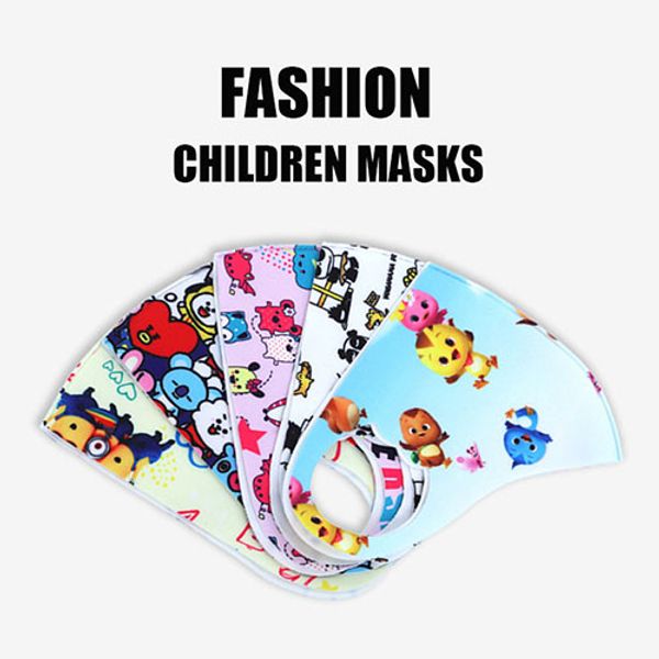 

fashion cartoon masks for kids 3pcs a pack reusable colorful ice silk pm2.5 anti dust children cute face masks party facemask for students