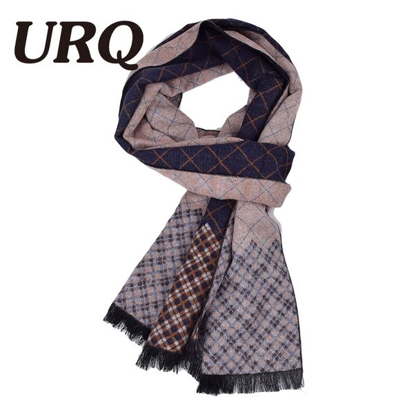 

urq] man checked winter scarves fashion style long cashmere scarf soft warm wraps casual style men muffler a3a18909, Blue;gray
