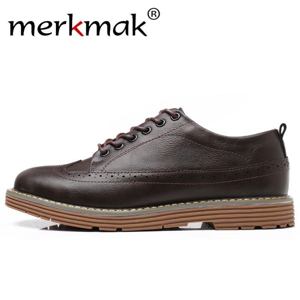 

merkmak black men dress leather shoes brogue italian style formal men footwear larger size 46 bullock casual shoe flats for man
