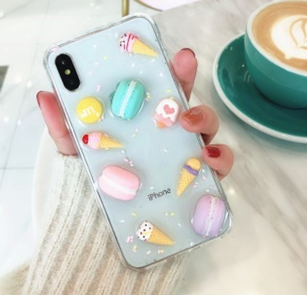 

cartoon macaron soft tpu gel phone case cover for iphone x 6s 7 8 plus dhl