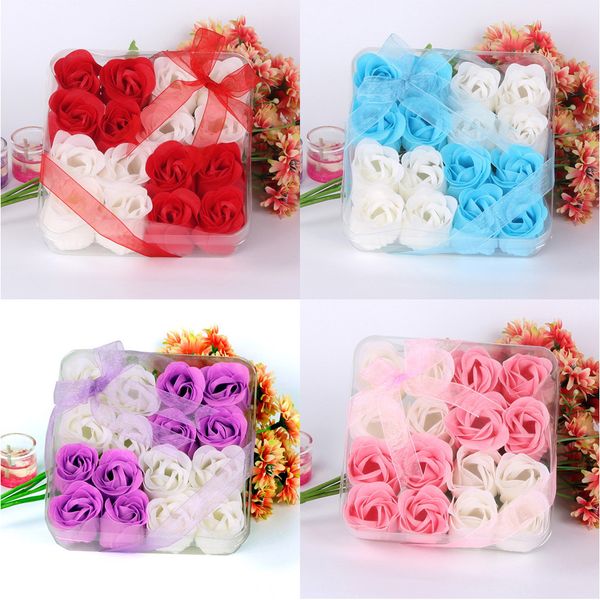 

16pcs/box creative rose flower scented soap bath body petal perfumed soaps valentine day wedding decoration gift best