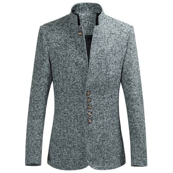 

men's suits & blazers blazer business casual single-breasted stand collar fashion gentleman suit jacket, White;black