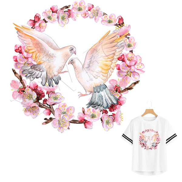 

beautiful flower patches diy clothes stickers cartoon birds heat transfer iron on patches for clothing badges washable