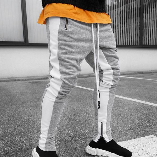 

new casual sports pencil pants running fitness trousers 2019 men jogger gym fitness sweatpants outdoor streetwears zipper men, Black