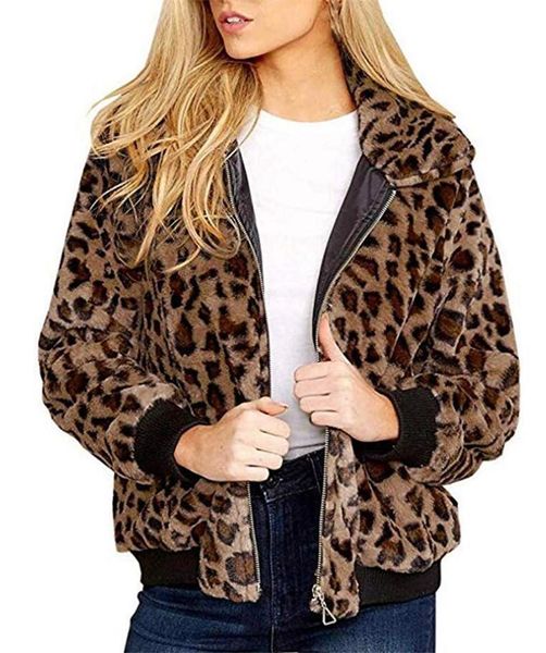 

hooded women designer jackets casual autumn womens leopard printed coats fashion women loose coat with zipper, Black;brown