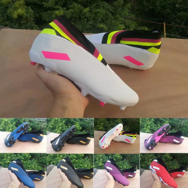 

mens messi nemeziz 19.3 laceless fg ace 19+x slip-on soccer shoes football high ankle black gold boots cleats man shoe sport sneaker