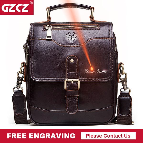 

gzcz genuine leather men messenger bags crossbody business casual handbag male flap tote bags famous sling sac