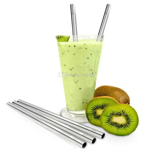 

new stainless steel straws straight bent drinking straw reusable straws for beer fruit juice tea drink dining bar kitchen tool wx9-470