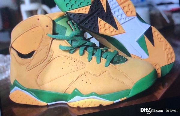 

2020 authentic air 7 retro high oregon ducks pe uo basketball shoes men 7532jordan yellow green black sneakers sports with original box