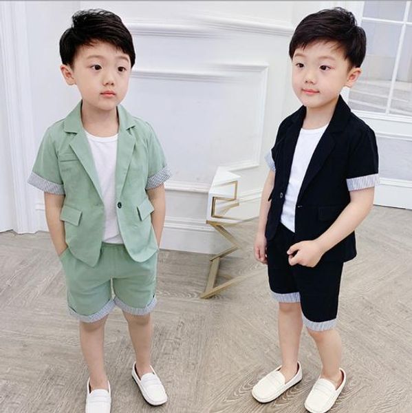 

summer formal children's clothes for boys green/black baby boys suit kids blazers boy suit for weddings prom suit pant 2pcs/sets, Blue;gray