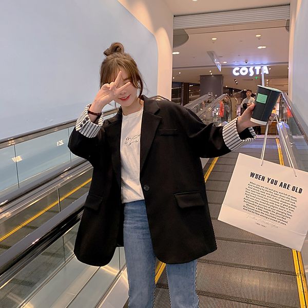 

spring new korean version of womens casual loose-fit-style small suit jacket womens fashion suit was thin, White;black