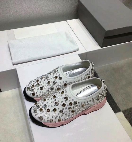 

ladies designer shoes luxury fashion women casual star socks shoes knitted fabric sequin chaussures size 34-42 with box#3, Black