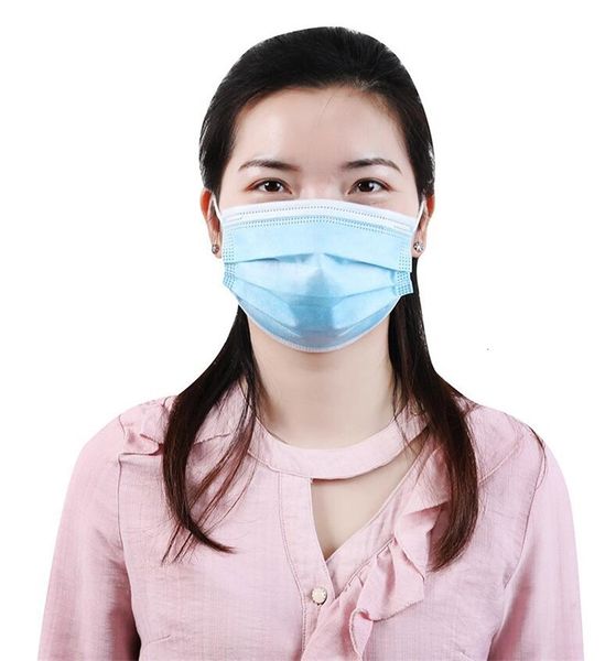 

dhl ship non woven facethree layer hanging ear party mask blue filter elastic facial dust proof safety masks rz5y
