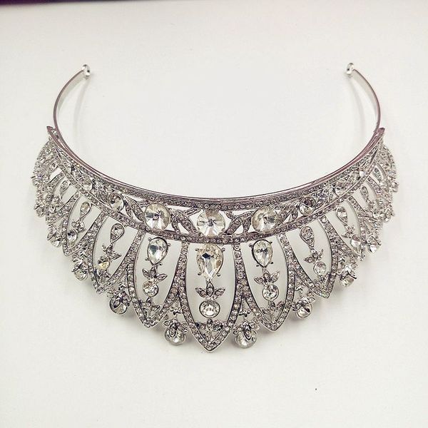 

wholesale alloy crown bride wedding hair accessories wedding headdres type jewelry rhinestone bride tiara, Golden;white